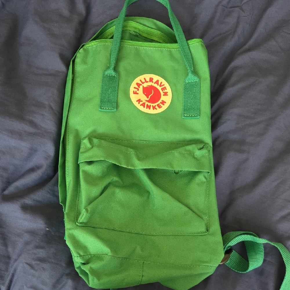 Fjallraven Kånken Backpack in Bright Green with Red Logo
